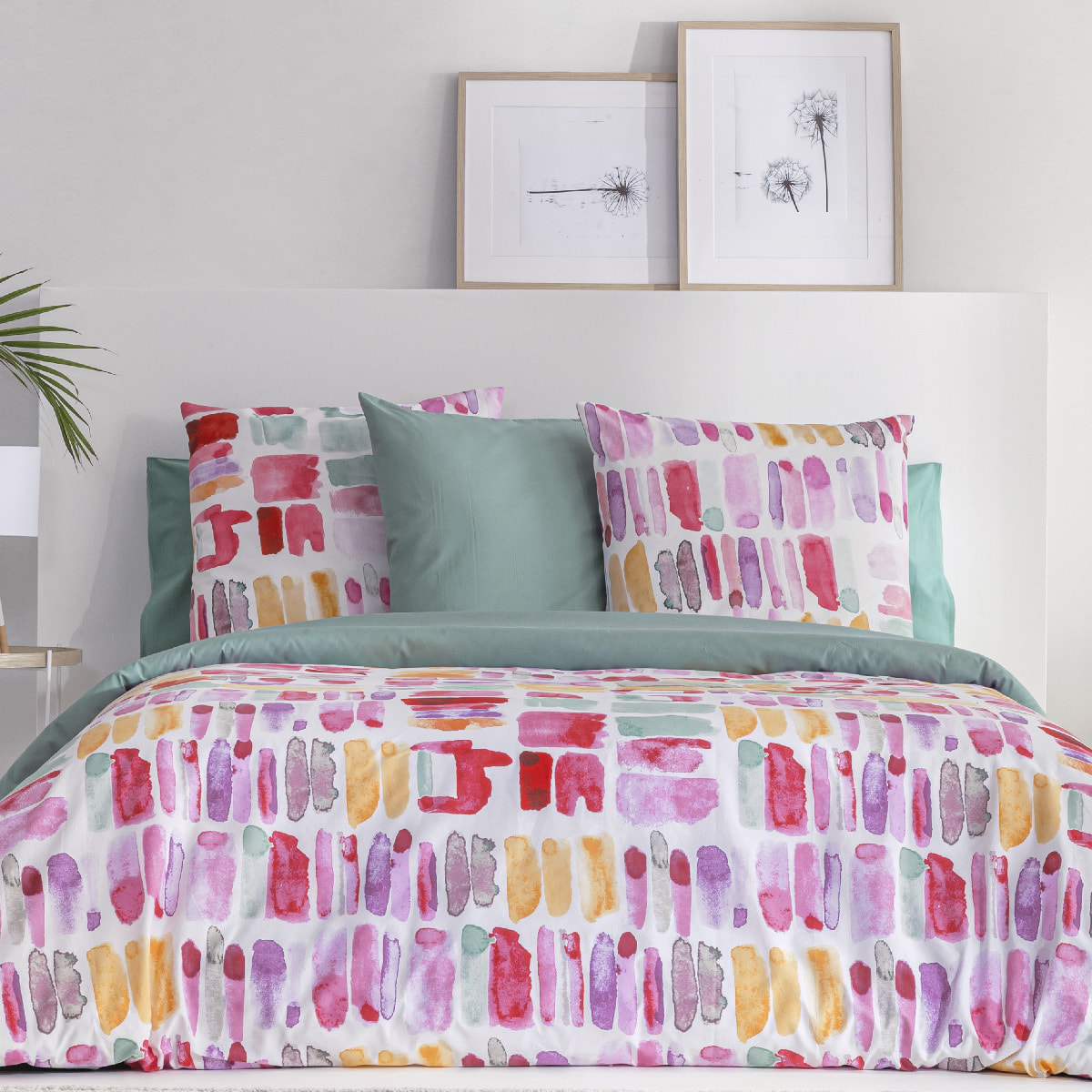 Funda nórdica 100% algodón LILLE rosa/violeta/amarillo/verde- varias medidas disponibles -