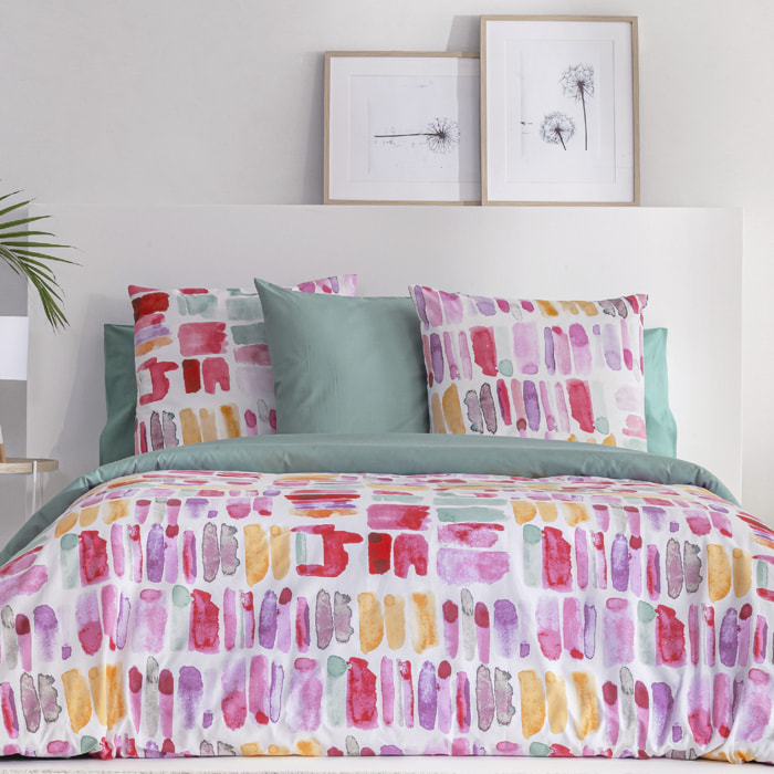 Funda nórdica 100% algodón LILLE rosa/violeta/amarillo/verde- varias medidas disponibles -