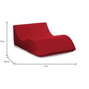 Letto pieghevole Annabella, Pouf trasformabile in letto matrimoniale, 100% Made in Italy, Pouf trasformabile in una chaise longue in ecopelle, Cm 100x200h70, Rosso