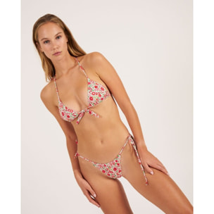 Braga de bikini brasileña con lazos y estampado de flores