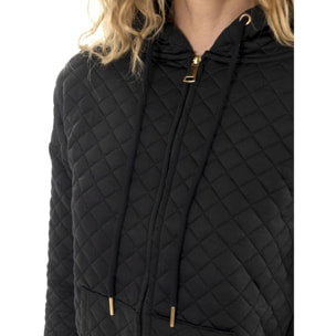 Felpa invernale da donna trapuntata con cappuccio e zip Leone 1947 Gold Studs