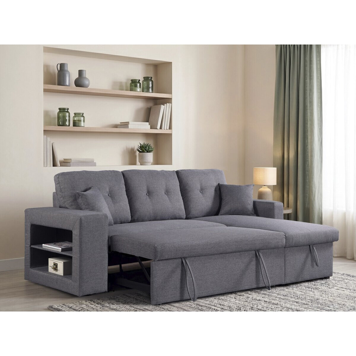 Canapé d'angle convertible/réversible "Axel" - 3 places - Gris