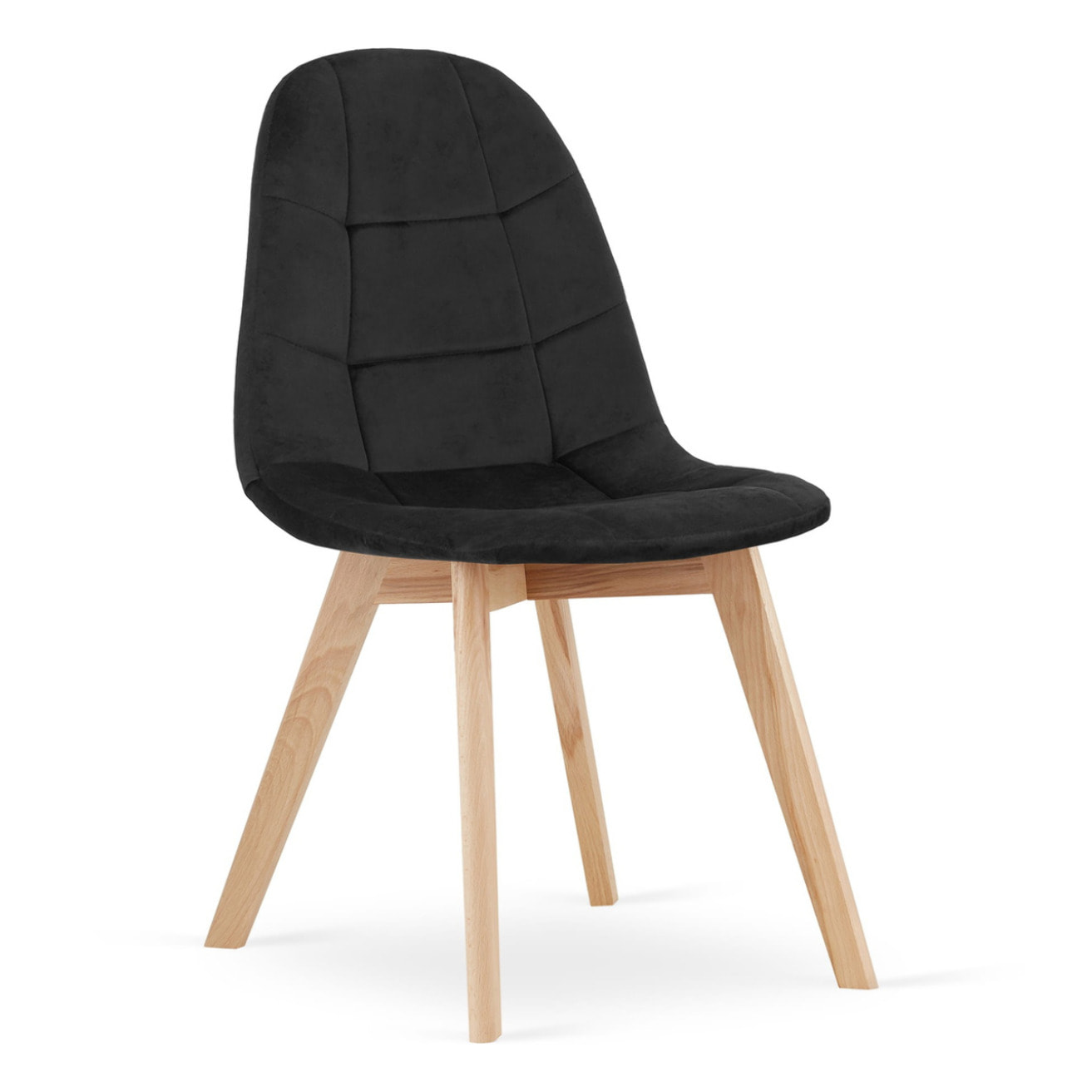 Set di 2 sedie Bora in velluto nero con gambe in faggio