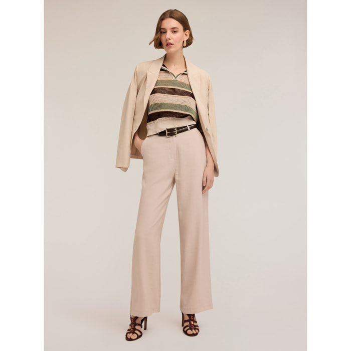 Motivi - Pantaloni palazzo in tessuto fluido misto viscosa - Beige