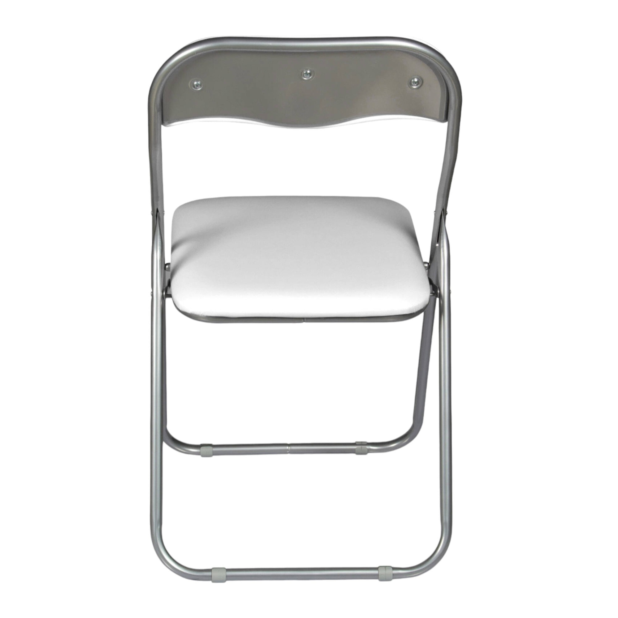 Set di 2 sedie pieghevoli Antenore, Poltrona salvaspazio, Sedia per ospiti, Seduta per riunioni in simil ecopelle, 43x47h80 cm, Bianco
