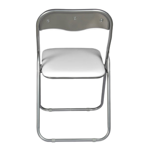 Set di 2 sedie pieghevoli Antenore, Poltrona salvaspazio, Sedia per ospiti, Seduta per riunioni in simil ecopelle, 43x47h80 cm, Bianco