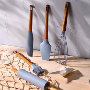 Set de 5 utensilios de cocina de silicona y madera de acacia san ignacio
