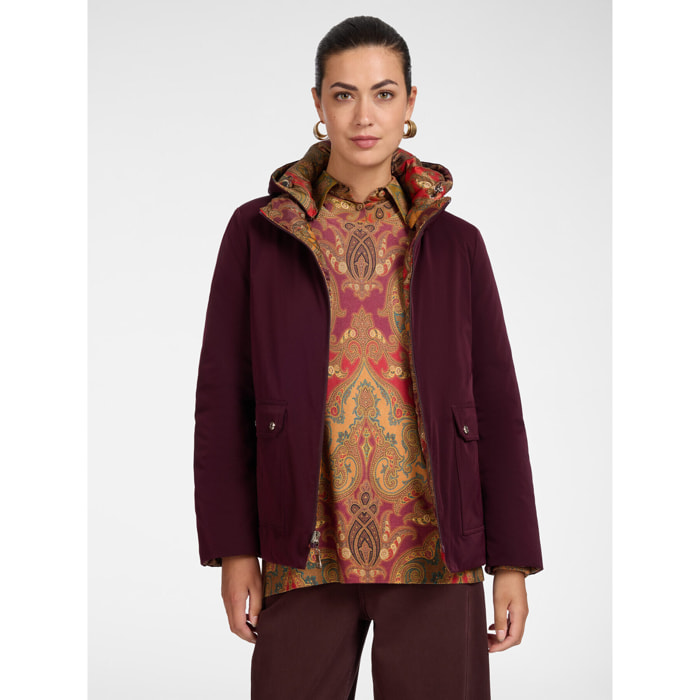 Elena Mirò - Plumífero reversible estampado - Burgundy