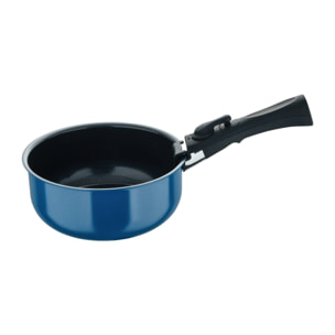 juego de 3 cazos ø16ø18ø20cm aluminio prensado en 3 colores + mango extraíble