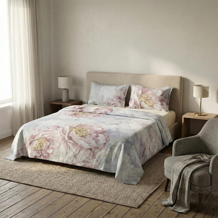 Set completo letto matrimoniale 100% cotone, 180x200 cm, con Stampa Digitale di Alta Qualità, Intrecci