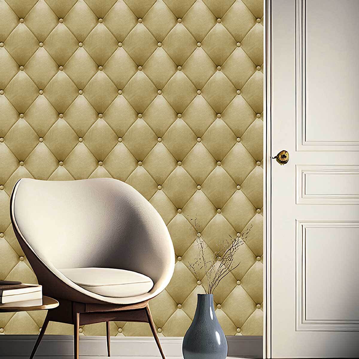 Papier peint capitonné beige élégant