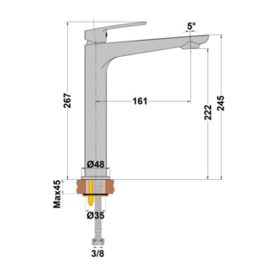 Mitigeur lavabo réhaussé PAINI Ruby Chrome