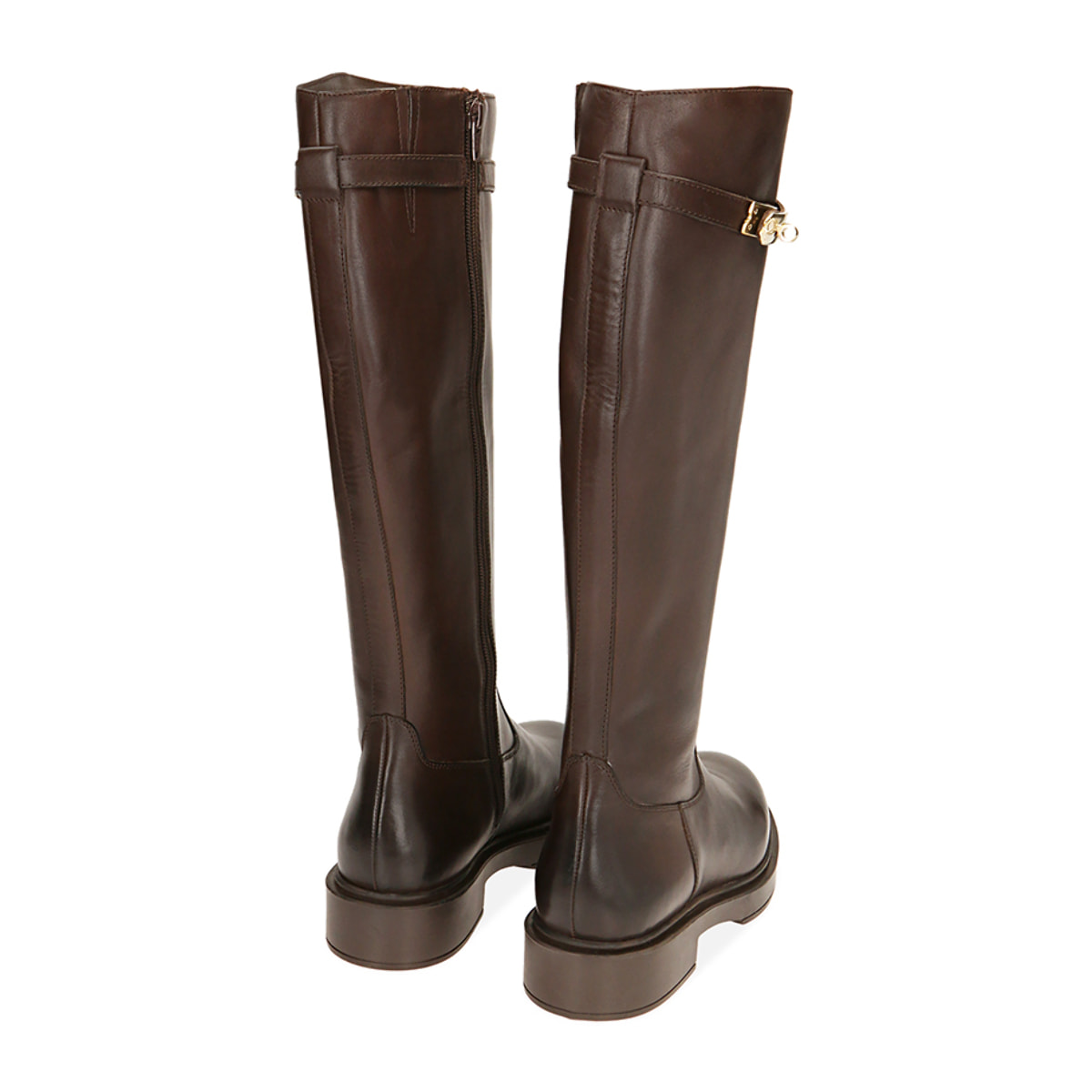 Botas de cuero marrón oscuro