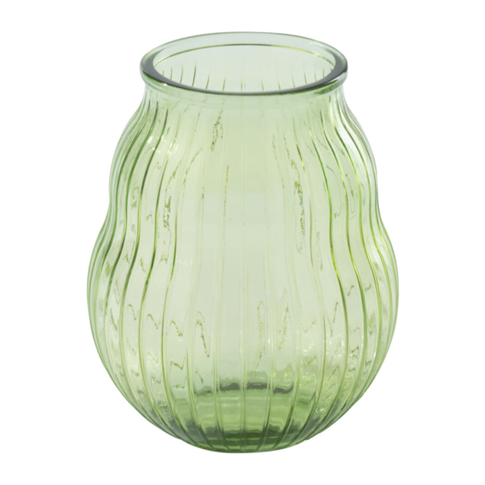 J-Line Photophore Rond Ligné - verre - vert clair