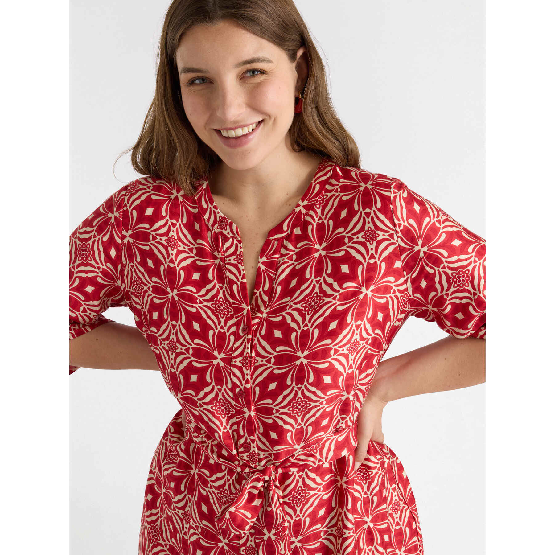 Fiorella Rubino - Vestido con estampado étnico - Rojo