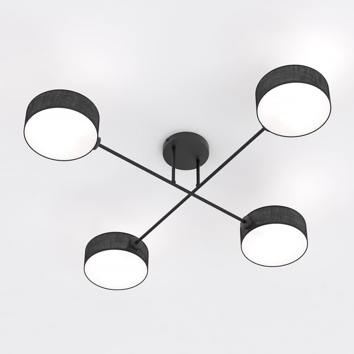 Lampada a sospensione Maga a quattro bracci in acciaio nero