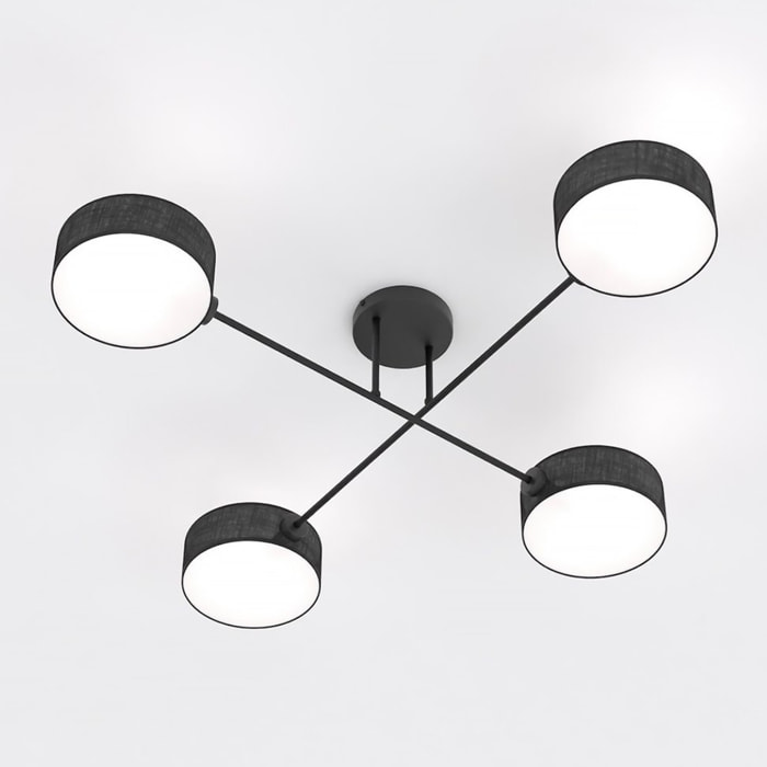 Lampada a sospensione Maga a quattro bracci in acciaio nero