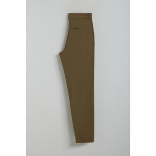 Pantaloni Cuba in lino e cotone verde cachi con dettagli ricamati Polo Club