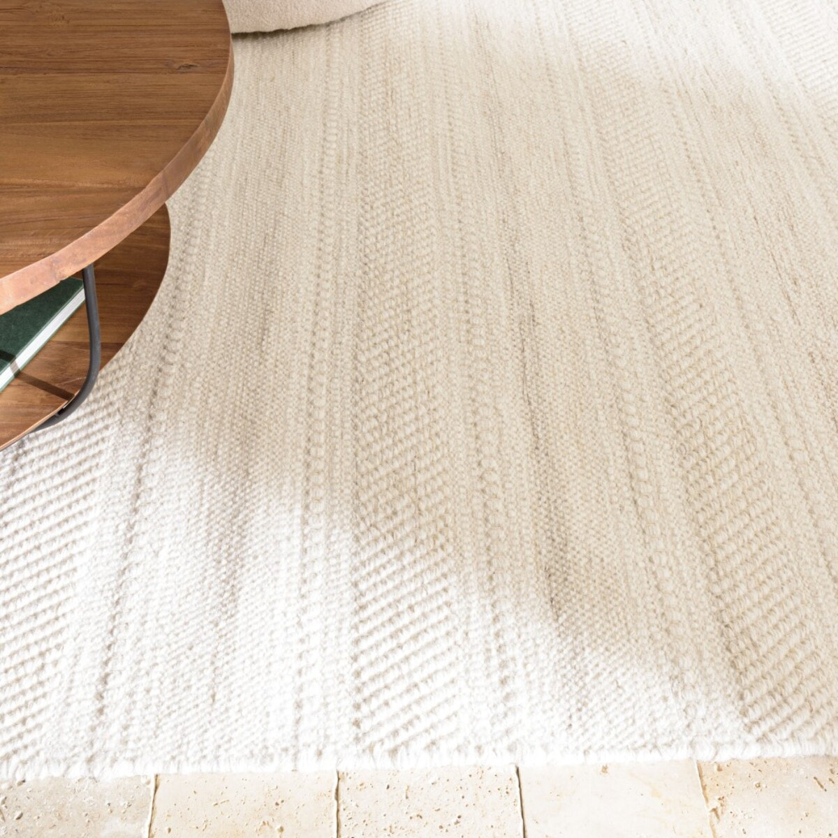 SACHA - Tapis rectangulaire 160x230cm laine texturée nuances de beige