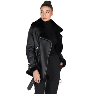 Chiodo in Montone Shearling nero versione oversize