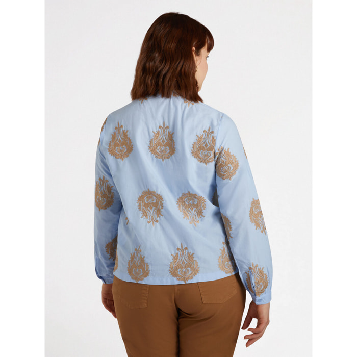Fiorella Rubino - Blusa con bordados étnicos - Light - blue