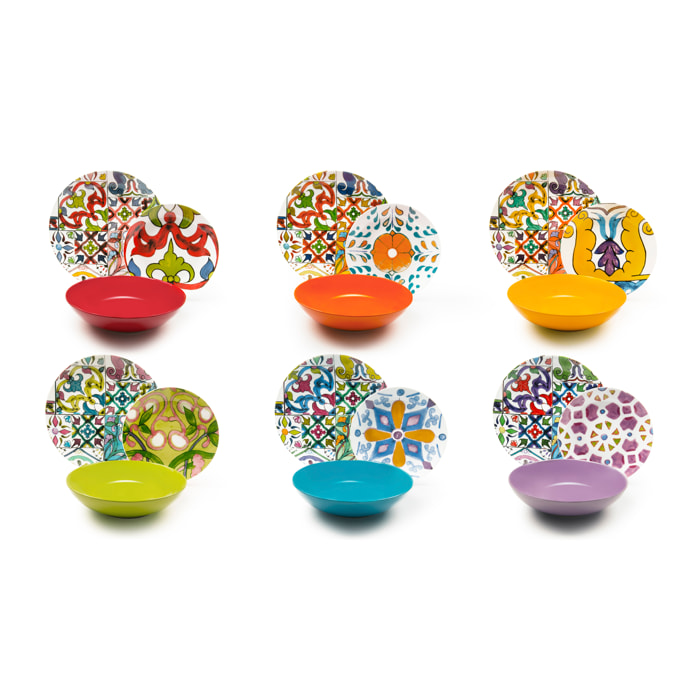 Service de table 18 pièces Excelsa – Lisbona, Porcelaine Multicolore