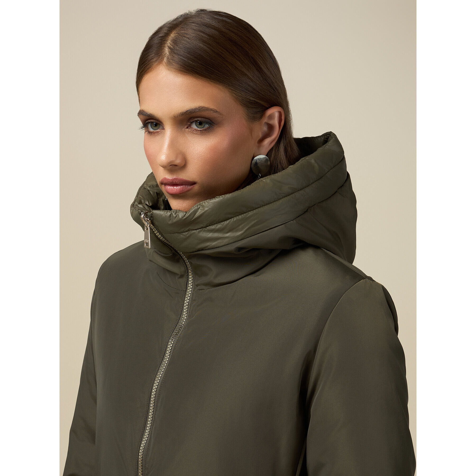 Oltre - Piumino parka reversibile con cappuccio - Verde