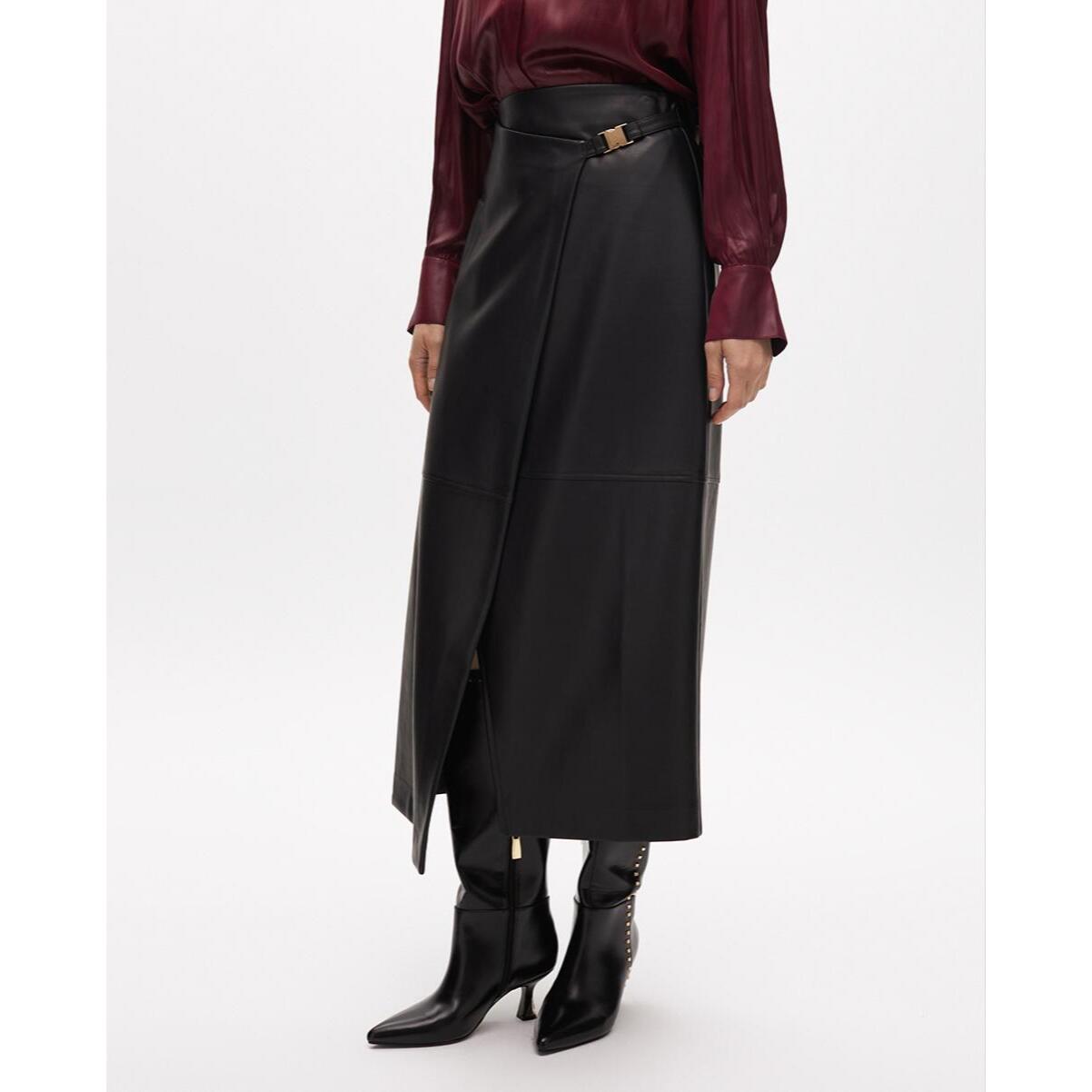 Gonna a matita effetto pelle con dettaglio laterale