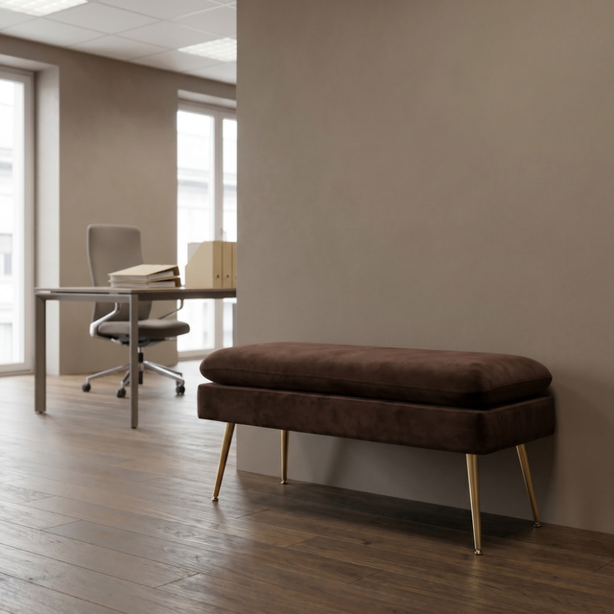 Panca Contenitore Imbottita in Effetto Velluto con Ampio Vano Portaoggetti, Seduta Confortevole e Gambe in Acciaio, Design Moderno per Camera da Letto, Ingresso e Soggiorno