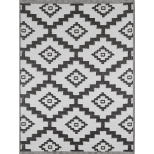 Scoobi - tapis d'exterieur noir et blanc motif ethnique