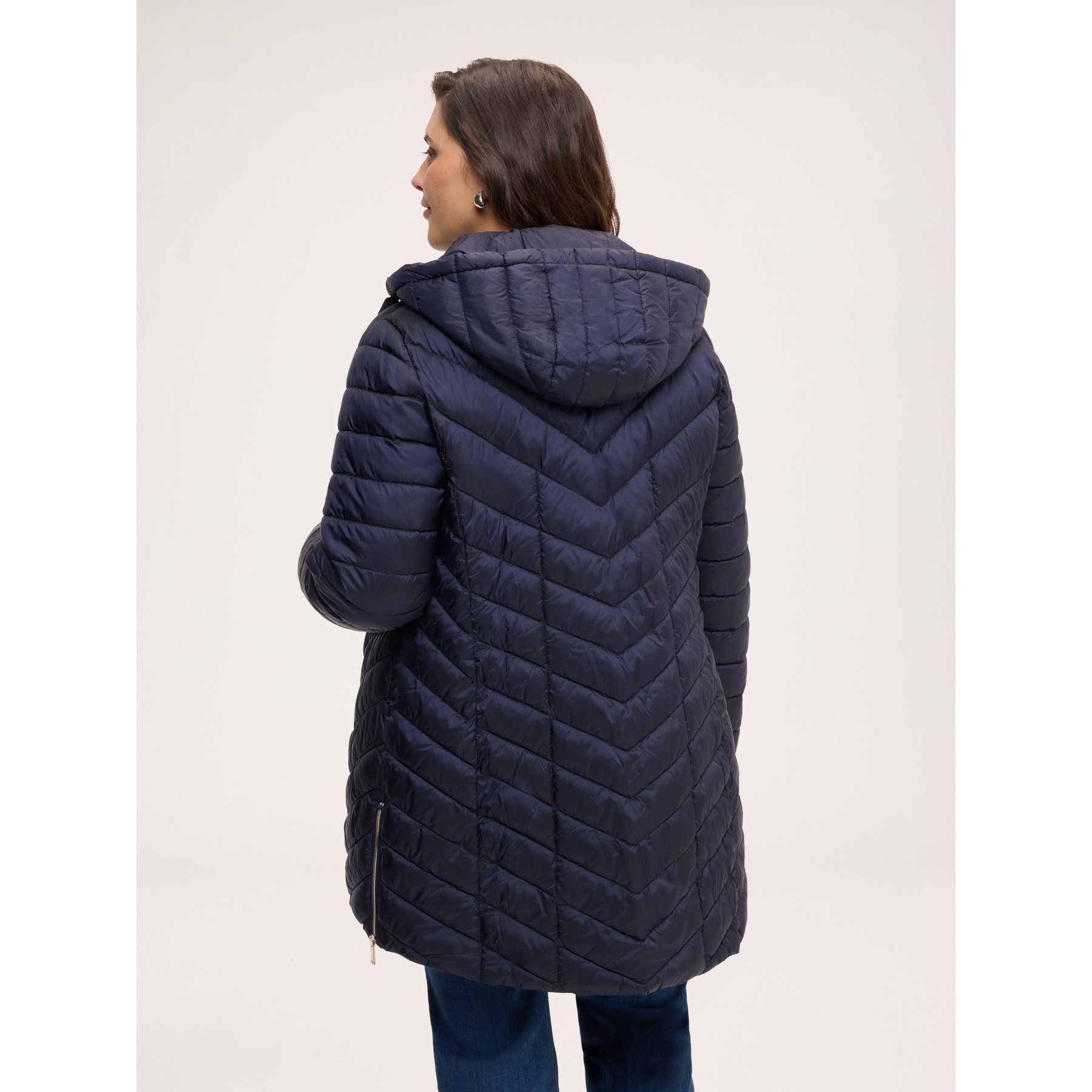 Fiorella Rubino - Piumino lightweight lungo con trapuntatura a chevron - Blu