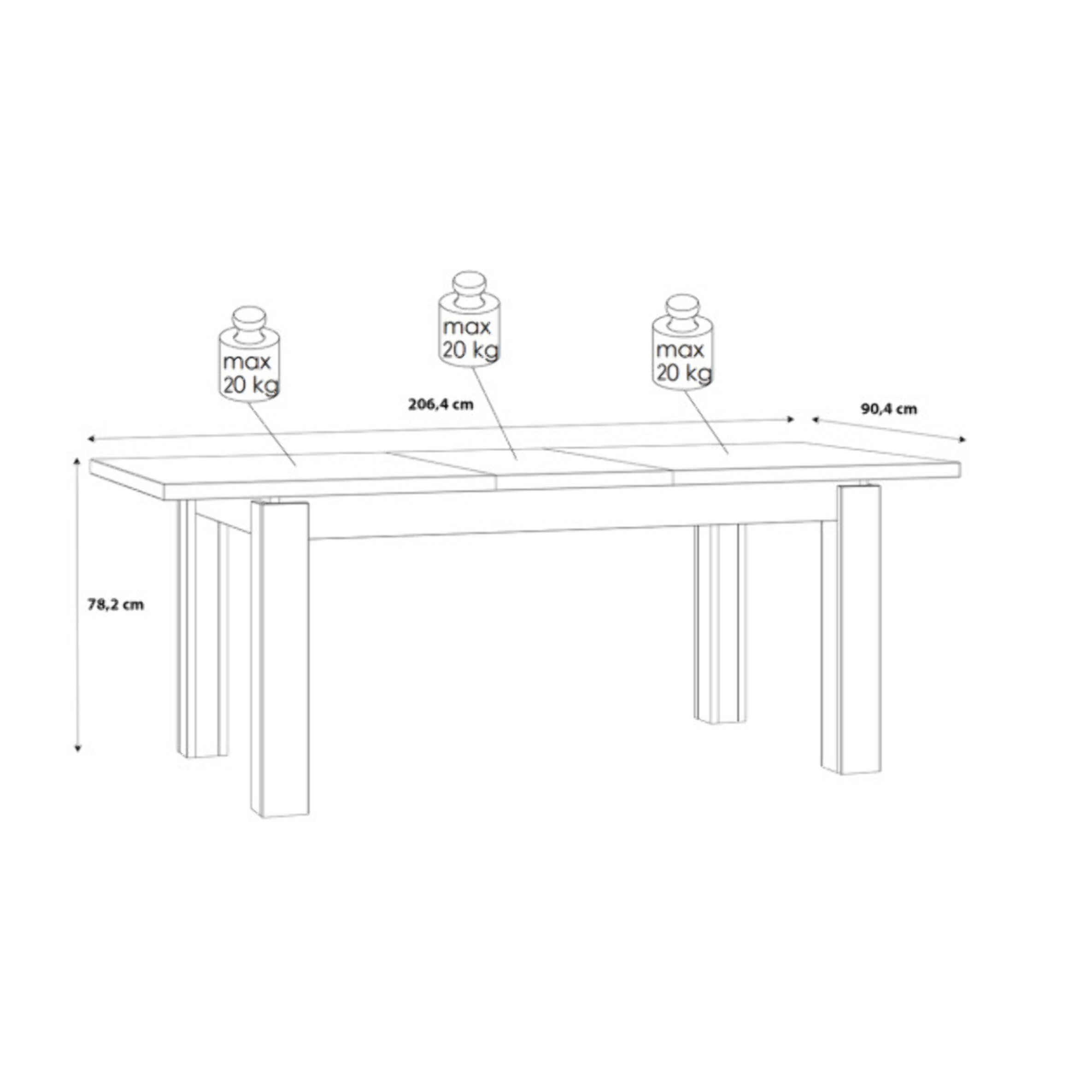 Table extensible 160/206cm en bois effet chêne & noir - FACTORY