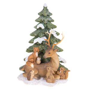 Animali Con Albero. Altezza 20 Cm, - Pezzi 1 - 14,5X20X11,5cm - Colore: Marrone - Bianchi Dino - Articoli Natalizi