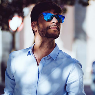 Gafas de sol OCEAN LAFITENIA - Negro mate / Plana revo azul cielo