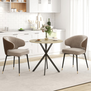 Table ronde bois 2 personnes dia. 80 cm style industriel piètement croisé acier noir