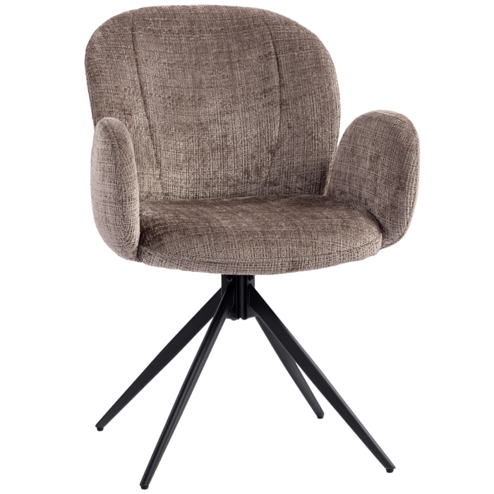 Chaise de bureau ergonomique pivotante à retour auto dossier enveloppant accoudoirs courbés tissu marron