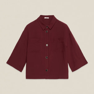 Oltre - Chaqueta boxy de mezcla de lino - Burgundy