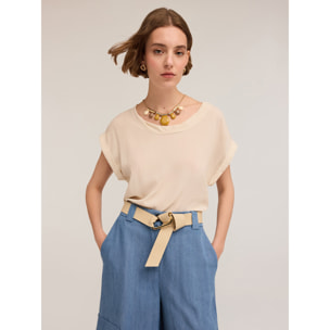 Motivi - Blusa con borde retorcido - Blanco
