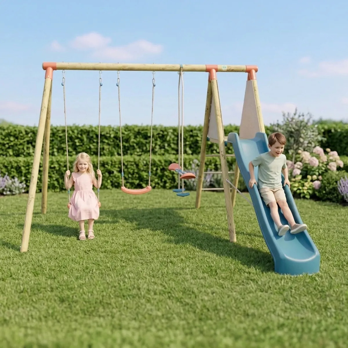 Balançoire en bois 2,30 m Topwood OLVI 2 - 6 enfants