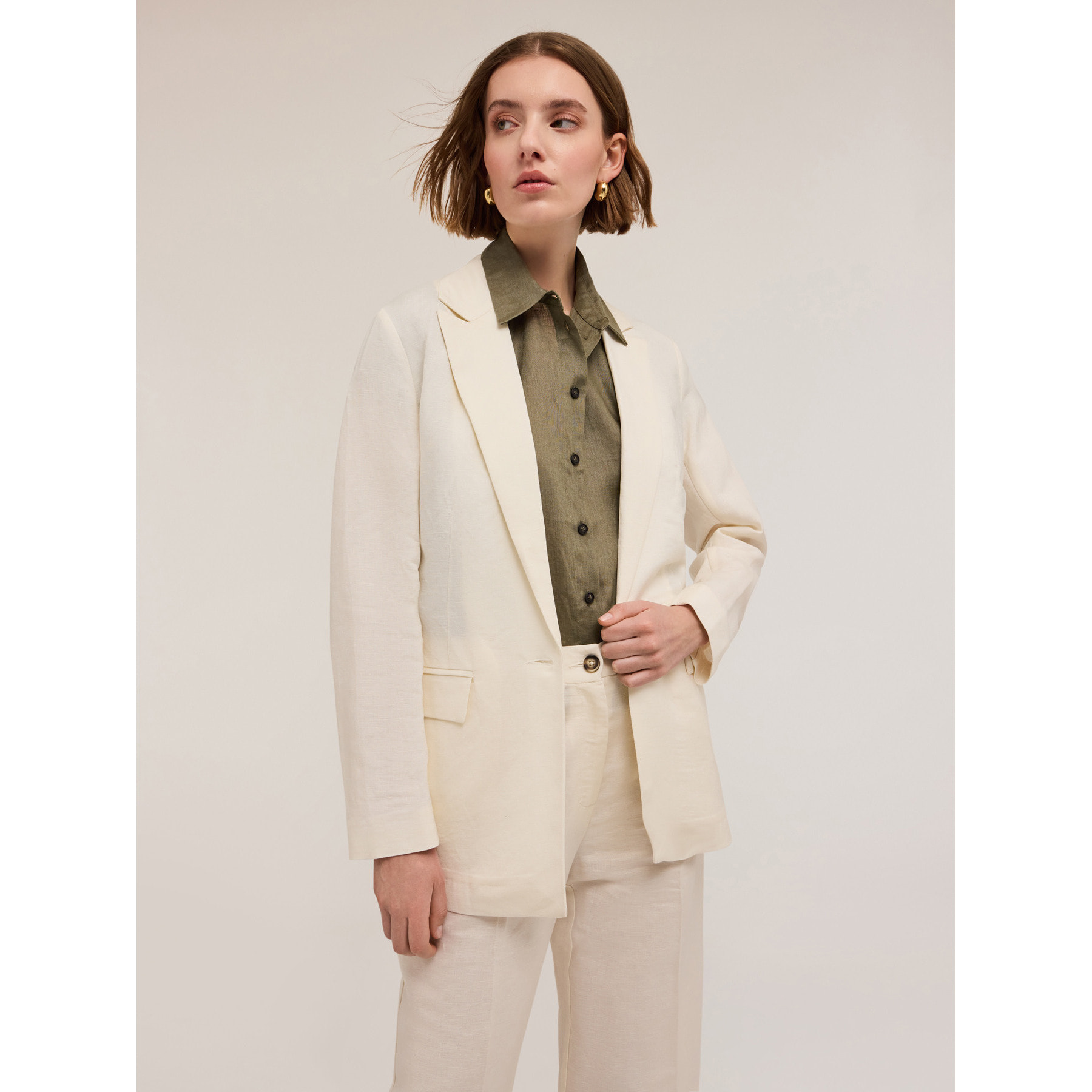 Motivi - Blazer de un botón con trabilla - Blanco