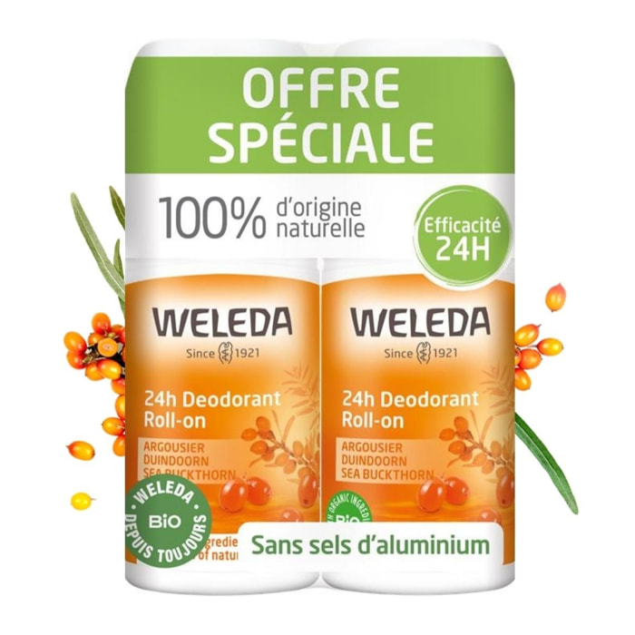 WELEDA - Duo Déodorant roll-on 24H Argousier - 2x50 ml