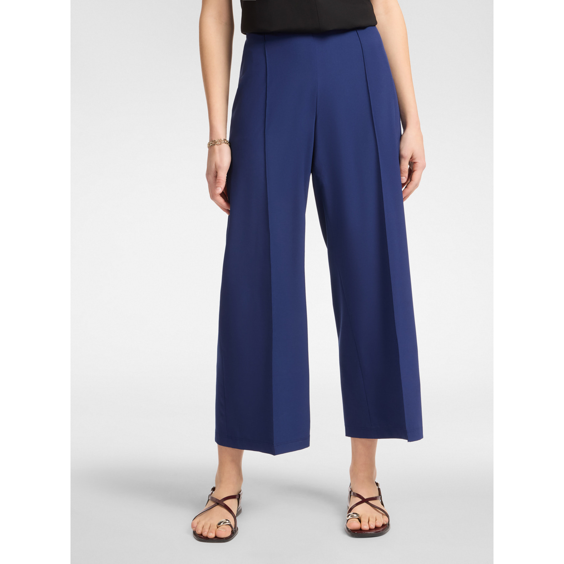 Elena Mirò - Pantalones rectos de tejido ligero - Azul