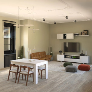 Pack salón con mesa de comedor Kenzo Plus VB Blanco Brillo - Gris Antracita