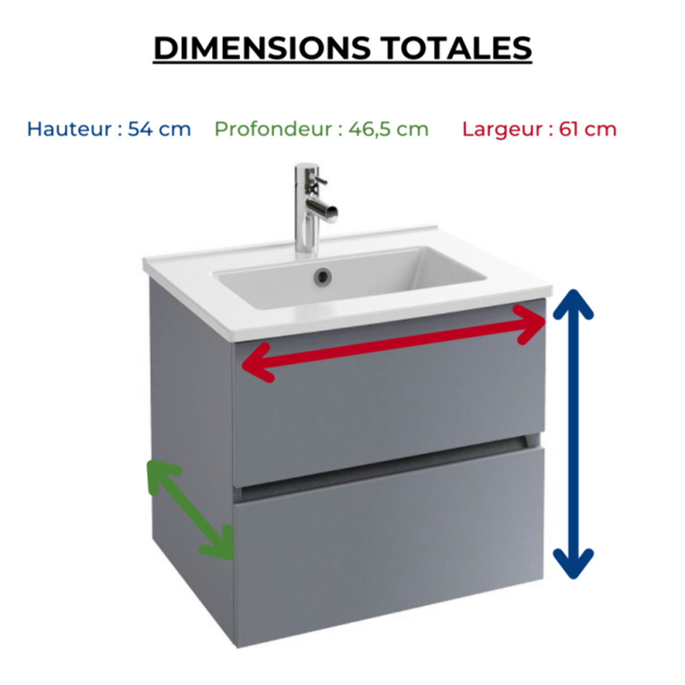 Meuble vasque Tolbiac gris anthracite + miroir led