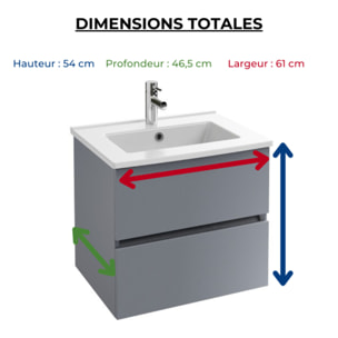 Meuble vasque Tolbiac gris anthracite + miroir led
