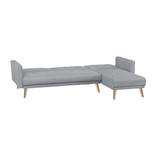 Canapé d'angle réversible et convertible 4 places en tissu gris NICE