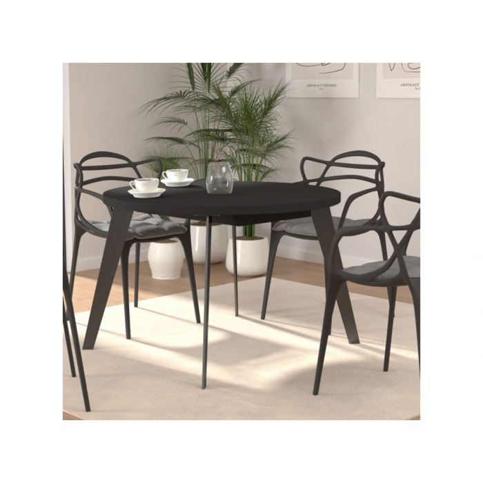 Table ronde en bois extensible D.110 cm - 3 coloris - XTRA