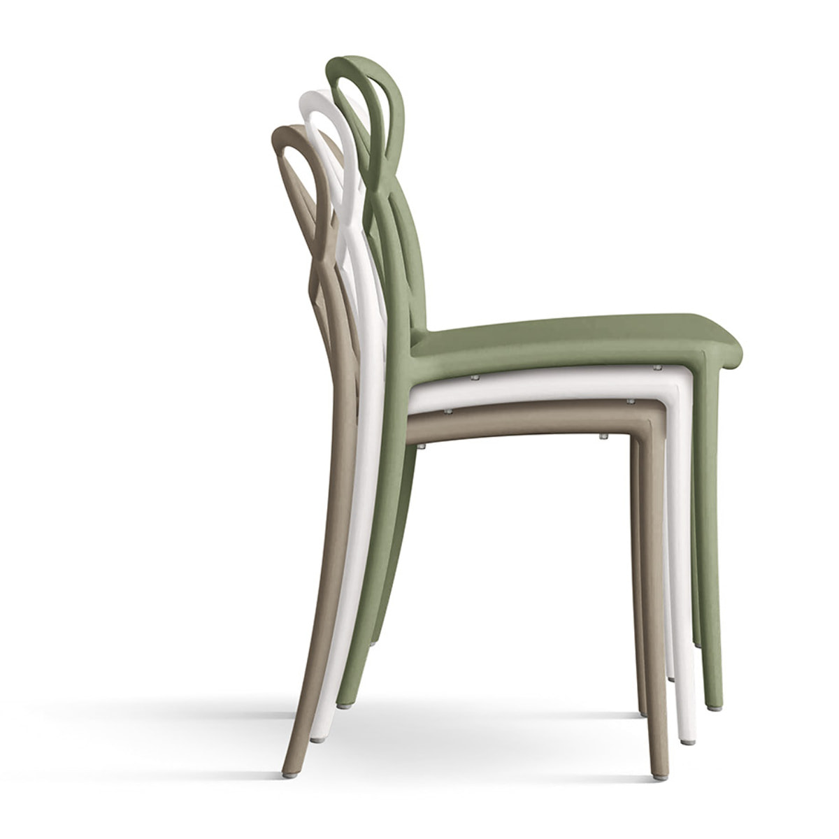 Set di 2 sedie LONG ISLAND in polipropilene taupe