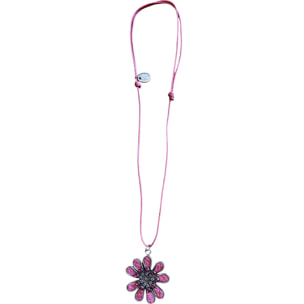 Collar largo margarita color con cristal de Sw Rosa