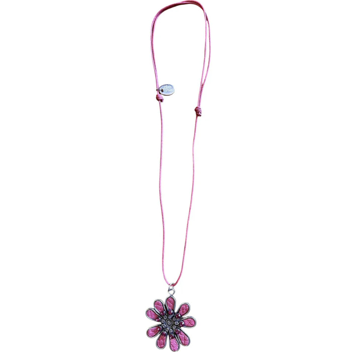 Collar largo margarita color con cristal de Sw Rosa